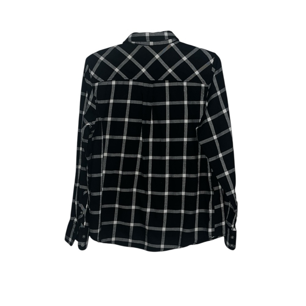 J. Crew Top Flannel Shirt Button Down Long Sleeve Cotton Black White M - Picture 4 of 9